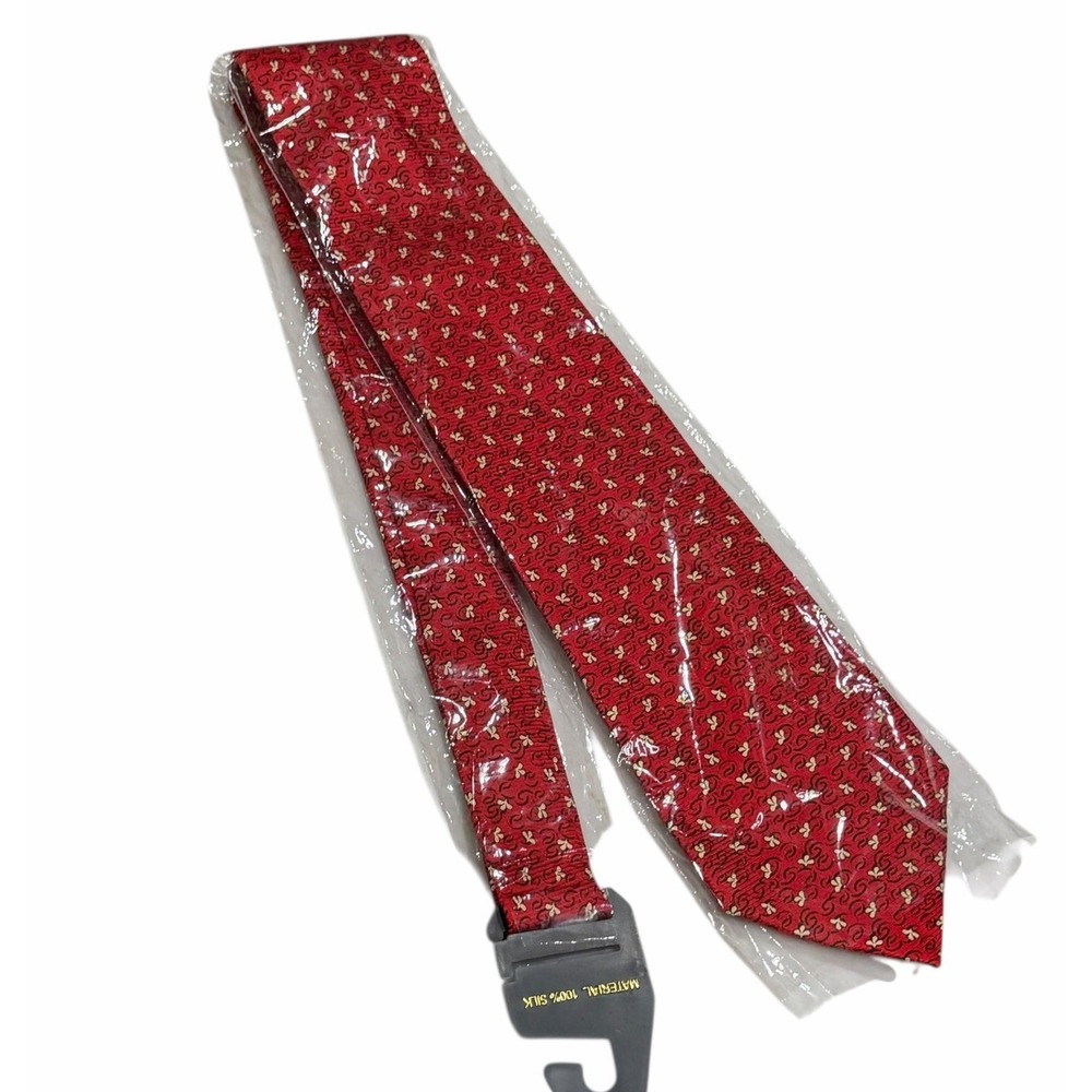 Bijoux Terner Genuine Silk Tie Men Red Floral Hand Made Neck Tie Dressy Timeless